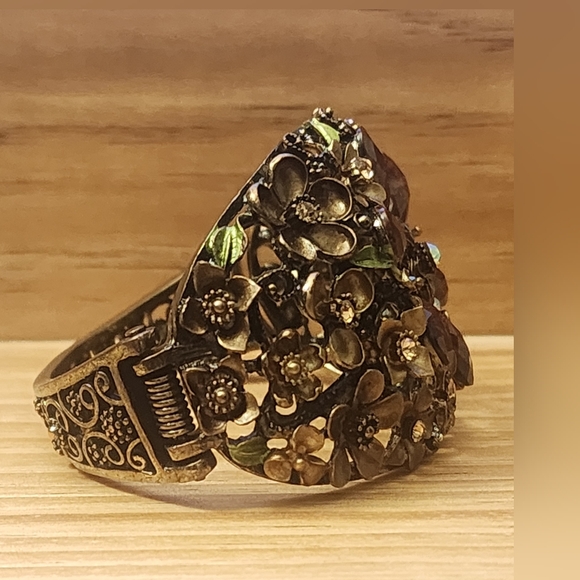 Vintage Cabochon Rhinestone Hinged Bracelet - Picture 3 of 4